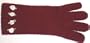 One Size Dark Red Angora Wool Gloves Reinforced By Nylon Fibers Gloves Trimmed with Rhinestone Center Pink Satin Rosebuds