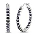 Sterling Silver Created Sapphire Hoop Earrings title=