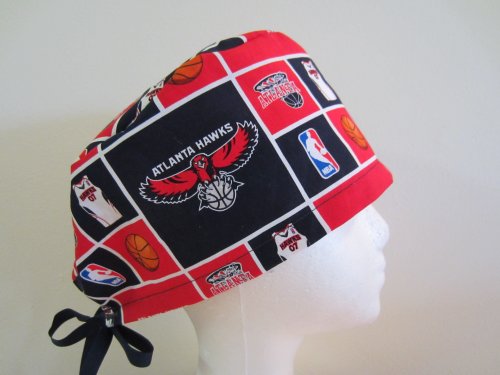 Mens Scrub Cap, Surgical Hat, Atlanta Hawks