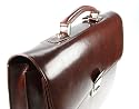 Lucrin - Brown leather Deluxe briefcase 2 compartments