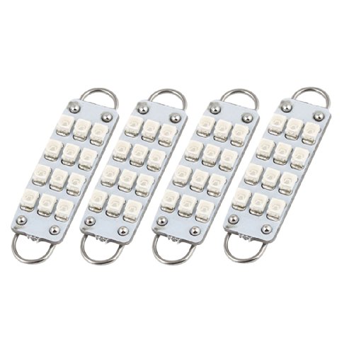 uxcell® 4PCS 44mm 12-SMD Rigid Loop Blue Festoon LED Light