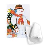 Snowman with Skis, 1998 (w/c on paper) by.. - Tea Towel 100% Cotton - Art247 - Tea Towel - 46x70cm