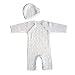 Tadpoles Cable Knit Romper and Hat Set, 0-3 Month, Natural