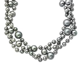 Sterling Silver Clasp Grey Freshwater Cultured Pearl Multi Strand Necklace, 20 by 