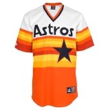 MLB Mens Houston Astros Cooperstown Orange Short Sleeve Synthetic Replica Baseball Jersey By Majestic