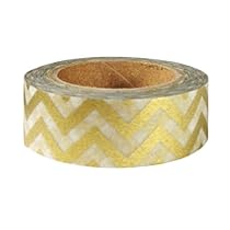 Wrapables Striped Washi Masking Tape, Gold Chevron
