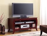 King's Brand E1040 Wood TV Stand Console with Shelves, Cherry Finish