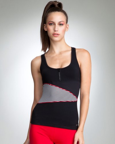 Striped Racerback Zipper Top - BEBE SPORT
