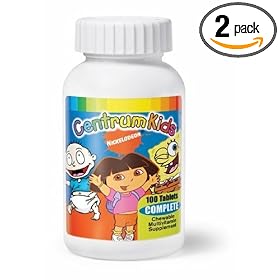 Centrum Kids Nickelodeon Complete Chewable Multivitamin Supplement Tablets, 100-Count Bottles (Pack of 2)