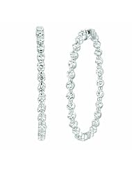 8.32 Carat 15 Pointer Diamond Inside Out Hoop Earrings 14K White Gold