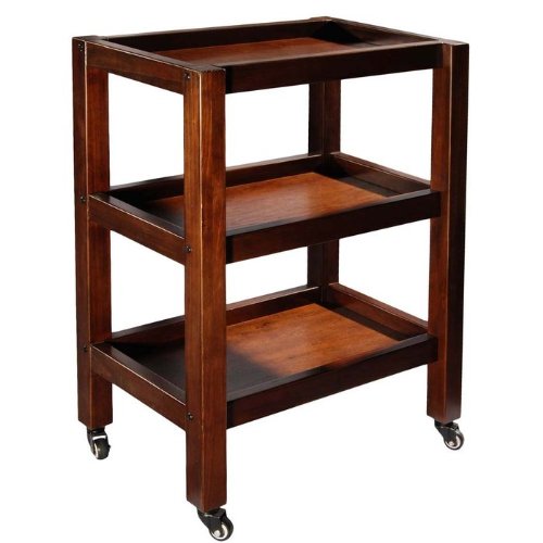Three-Shelf Wooden Rolling Massage Accessory Cart
