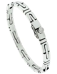 8 1/2 inch Gents Sterling Silver Handmade Link Bracelet, 5/16 inch wide