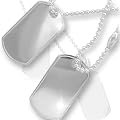 Jewelco London Sterling Silver solid military style Dog Tag with 20" + 4" bead chain (20.4g)