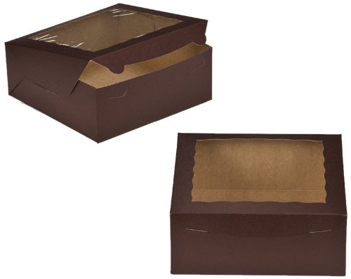 Dress My Cupcake Window Cupcake Box with Lid and Holder for 6 Standard Cupcakes, Chocolate/Brown, Set of 100