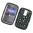 RIM BlackBerry Bold 9000 Laser Silicone Skin Case Soft Image Cover "Black Stars" Design