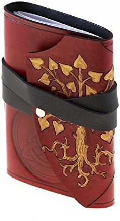Hand Carved Half Sized Tree of Life Book in Red and Gold