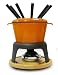Paylesscookware 12 Piece Enamel Cast Iron Orange Fondue Set