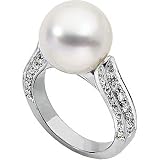 18K White Gold Paspaley South Sea Cultured Pearl and Diamond Ring
