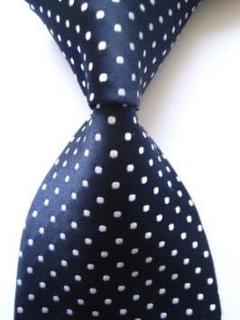 Somchai Collection :New Classic Polka Dot Navy Blue 100% Silk Necktie