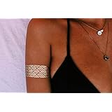TribeTats Flash Tattoo Armbands | 4-Sheet Metallic Tattoo Set | Fold-and-Tear Sheets - No Scissors Required | Jewelry-Inspired Body Art Lasts 1 Week
