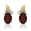 Earrings With 2.33ctw Precious Stones - Genuine Clean Diamonds and Garnets in Yellow Gold Length 12mm