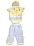 Beyond Basic Kids - Infant Baby Boys Short Sleeved 4-Piece Pant Set, Yellow, Blue