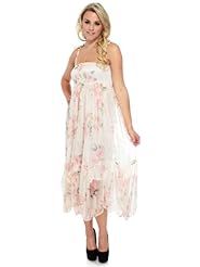 General Print Ankle Length Flowy Vintage Shirred Summer Empire   Waistline Chiffon  Dress