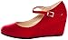 Forever Link Womens Patricia-05 Mary Jane Strap Faux Suede Wedge Pumps