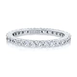 Clear Cubic Zirconia CZ Sterling Silver Eternity Band Ring 2mm - Nickel Free Engagement Wedding Band Ring