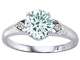 1.29 cttw Genuine Round Aquamarine and Diamond Engagement Ring LIFETIME WARRANTY