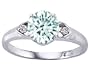 1.29 cttw 10K Gold Genuine Round Aquamarine and Diamond Engagement Ring in White Gold Size 7