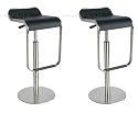 LEM Piston Stool Chair-Black Leather (Set of 2)