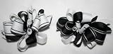 Hair Bows ~ Black White GrosGrain Loop Hair Bow with Dangling Corkscrew Ribbon