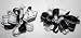 Apparel : Hair Bows ~ Black White GrosGrain Loop Hair Bow with Dangling Corkscrew Ribbon