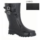 Capelli New York Double Buckle & Contrasting Zipper Shaft Ladies Short Sporty Body Rubber Rain Boot