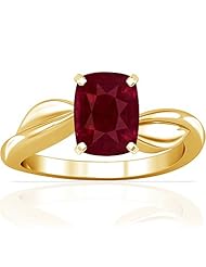18K Yellow Gold Cushion Cut Ruby Solitaire Ring