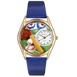 Whimsical Watches Kids' C0820004 Classic Gold Baseball Royal Blue Leather And Goldtone Watch