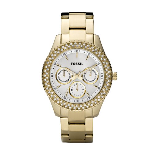 Fossil Ladies Gold Plated Stone Set Watch