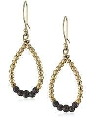 Mizuki 14k Small Tear-Drop Hoop Earrings with Gold and Silver Faceted Beads