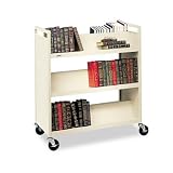 41RtqkRXROL. SL160  Double Sided Slant Shelf Steel Book Cart, Six Shelves, 37 x 18 x 42, Putty