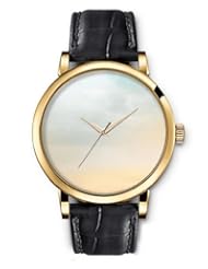SPRAWL Aanalog Fashion Series Gold Ladies Watches of Genuine Black Leather Strap,Unique Wrist Watch for Women Girls Designed with yellowish sky