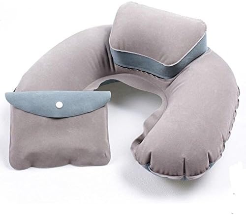 Inflatable Travel Pillow Air Cushion Neck Rest U-Shape Compact Plane Flight (Gray)
