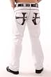 Mens DCoy White Jeans Boot Cut 5 Pocket Zipper Front