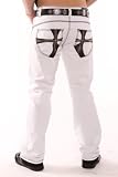 Mens DCoy White Jeans Boot Cut 5 Pocket Zipper Front
