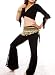 (Price/3 pcs)Bellyqueen™ 100% Handmade Dancing Costume, Black Belly Dance Wrap Top And Lotus Leaf Pants Set