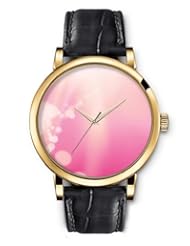 SPRAWL Aanalog Fashion Series Gold Ladies Watches of Genuine Black Leather Strap,Unique Wrist Watch for Women Girls Designed with White circles background pink