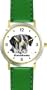 St. Bernard (SC) Dog - WATCHBUDDY� CLASSIC DELUXE TWO-TONE THEME WATCH - Arabic Numbers-Green Leather Strap-Children's Size-Small ( Boy's Size & Girl's Size )
