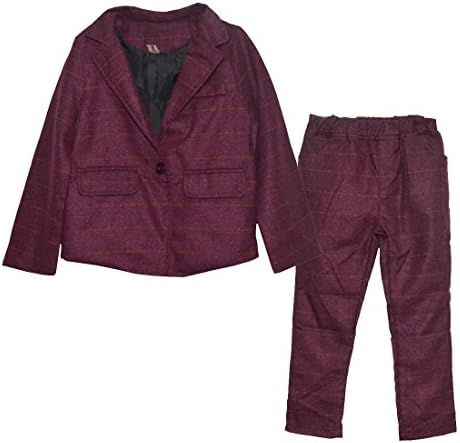 Armaton Boys Kids Formal Suits Jacket Pants 2pcs Sets (6, Burgundy)