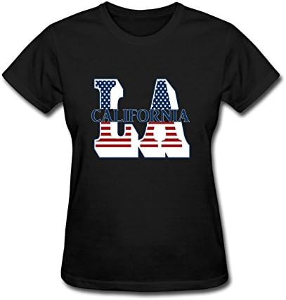 Susyrion Women's Typography Graphics USA Flag Basic Short Sleeve T-Shirt M