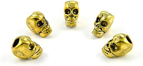 Gold Metal Skull Beads For 550 Paracord Bracelets, Lanyards, &amp; Leather Projects (20)